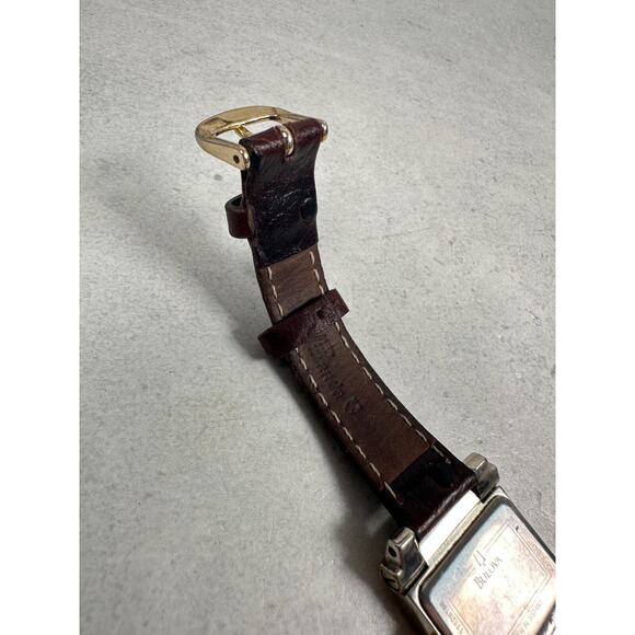 Bulova Watch Womens 24mm Two Tone MOP Dial Brown Band 98L002 Quartz New Battery main image 10